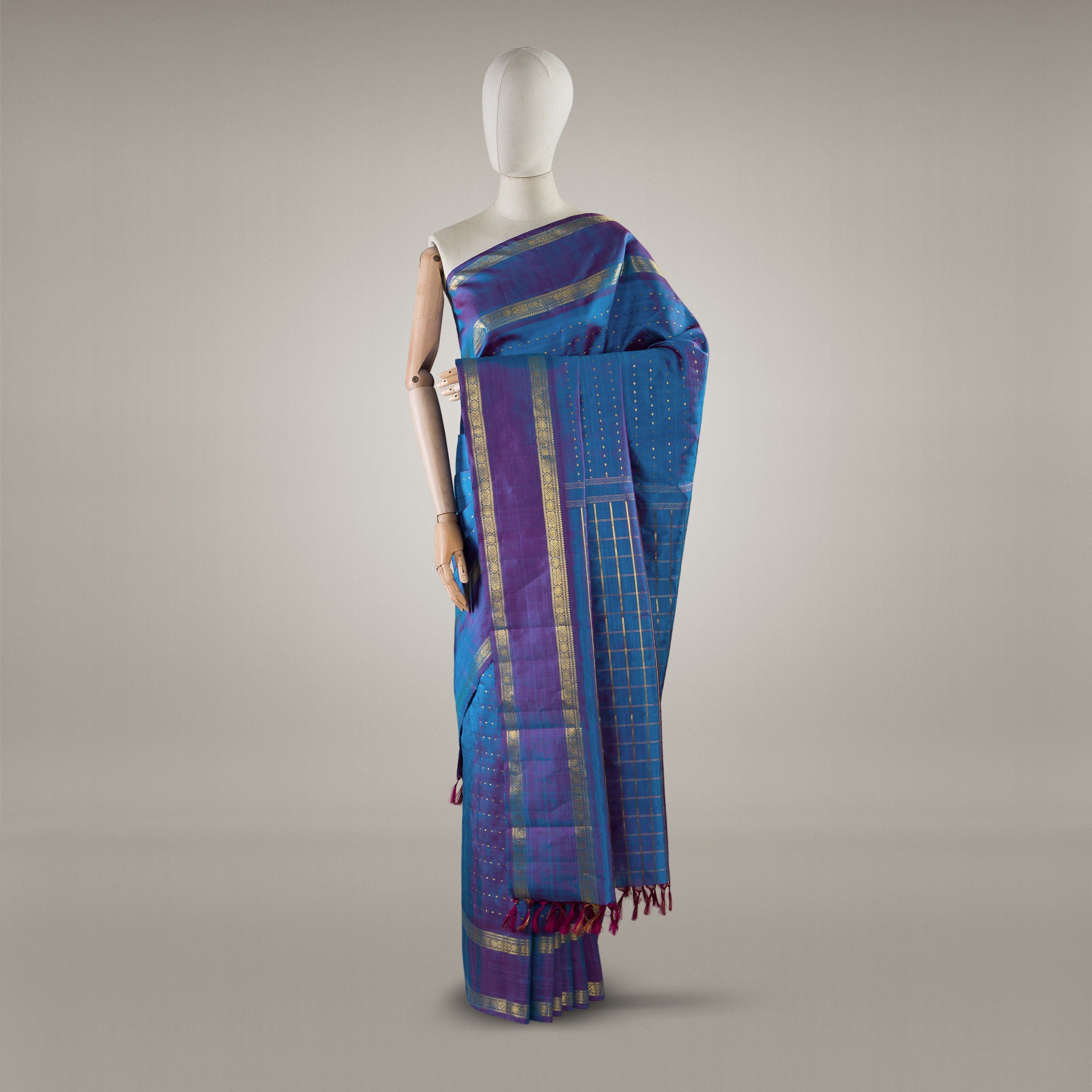 Kanakavalli Kanjivaram Silk Sari 24-595-HS001-01686 - Drape View