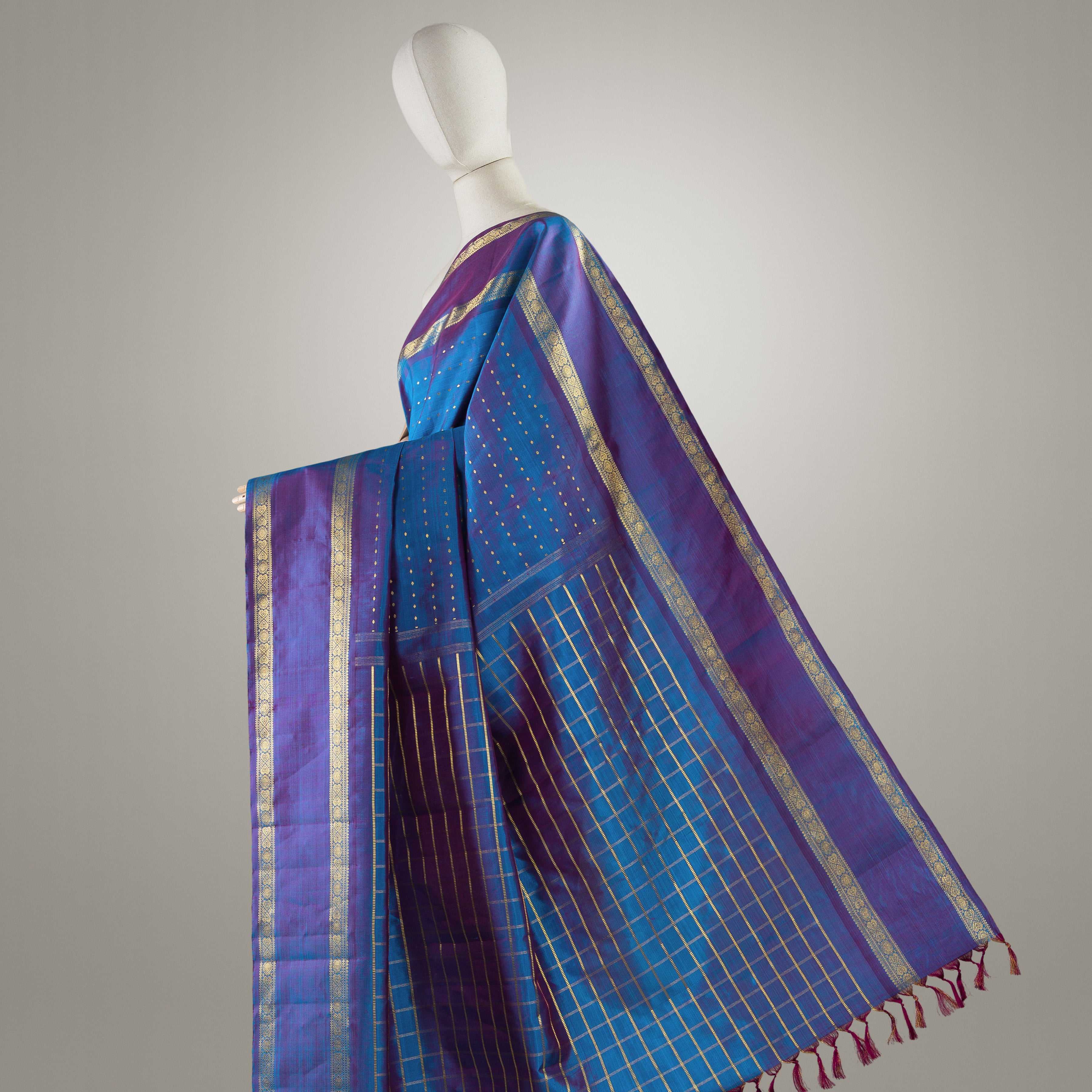 Kanakavalli Kanjivaram Silk Sari 24-595-HS001-01686 - Drape View 1