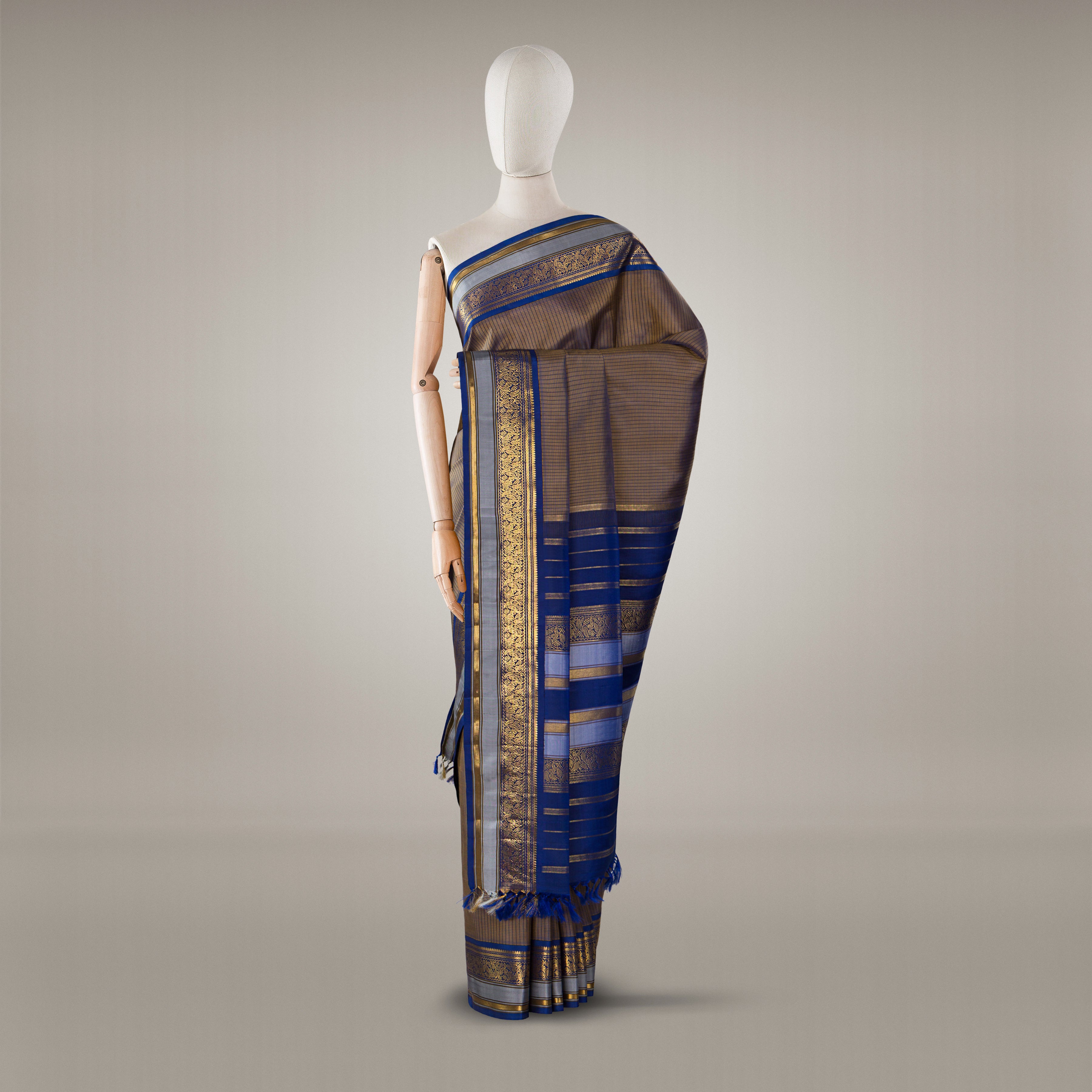 Kanakavalli Kanjivaram Silk Sari 24-595-HS001-11530 - Drape View