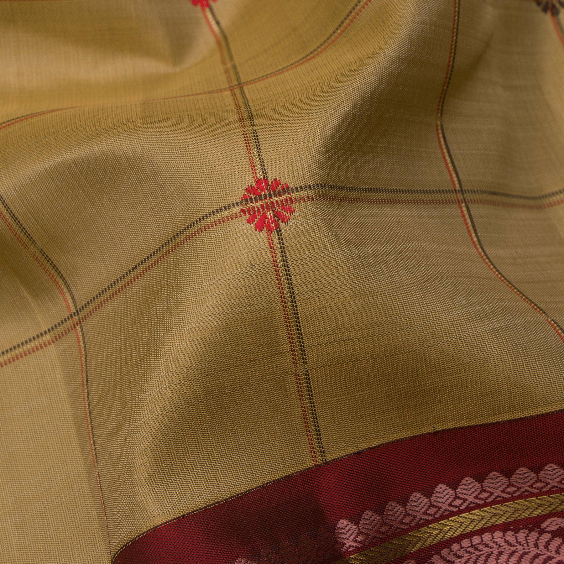 Kanakavalli Kanjivaram Silk Sari 24-595-HS001-07163 - Fabric View