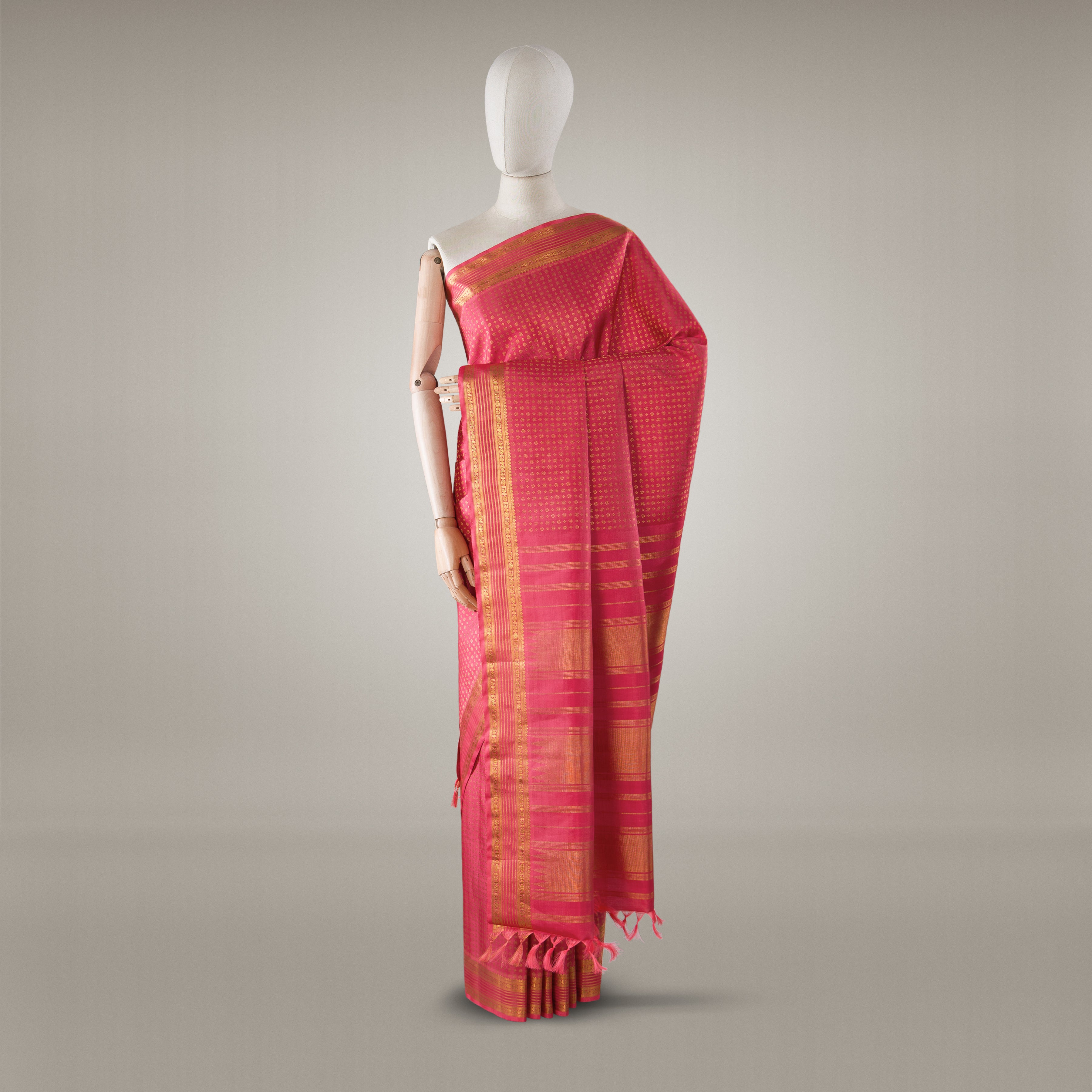 Kanakavalli Kanjivaram Silk Sari 24-595-HS001-07180 - Drape View