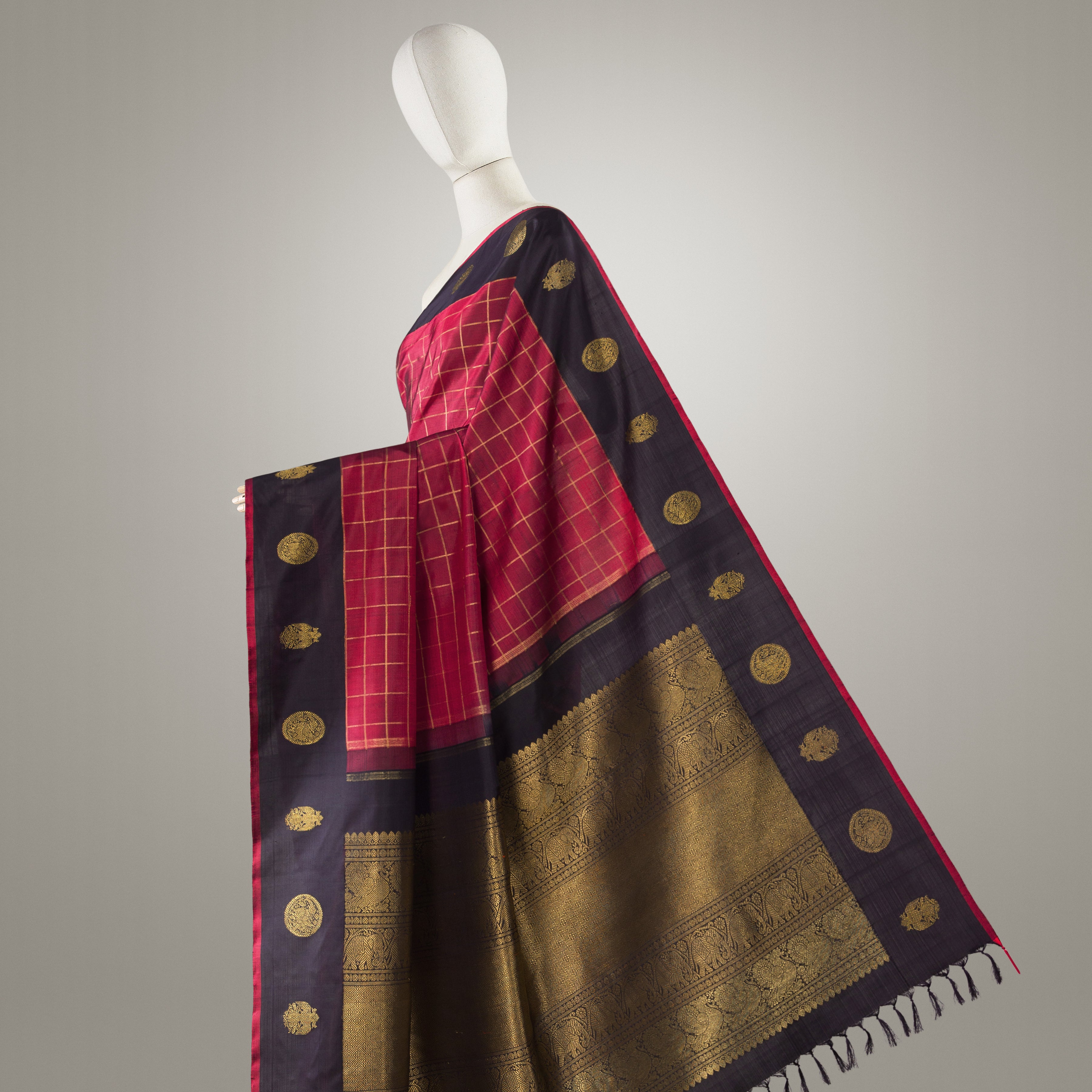 Kanakavalli Kanjivaram Silk Sari 24-595-HS001-08460 - Drape View 1