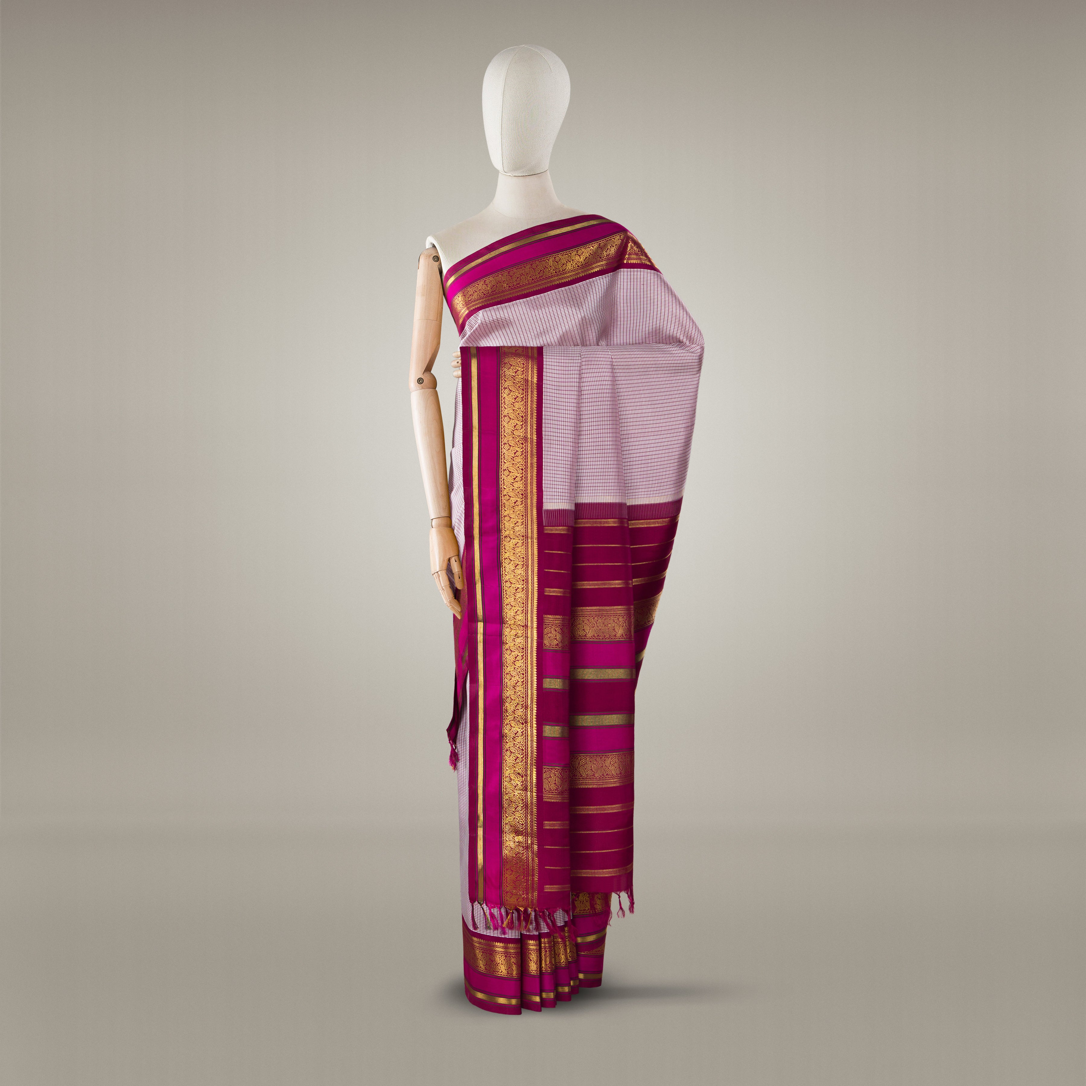 Kanakavalli Kanjivaram Silk Sari 24-595-HS001-11129 - Drape View