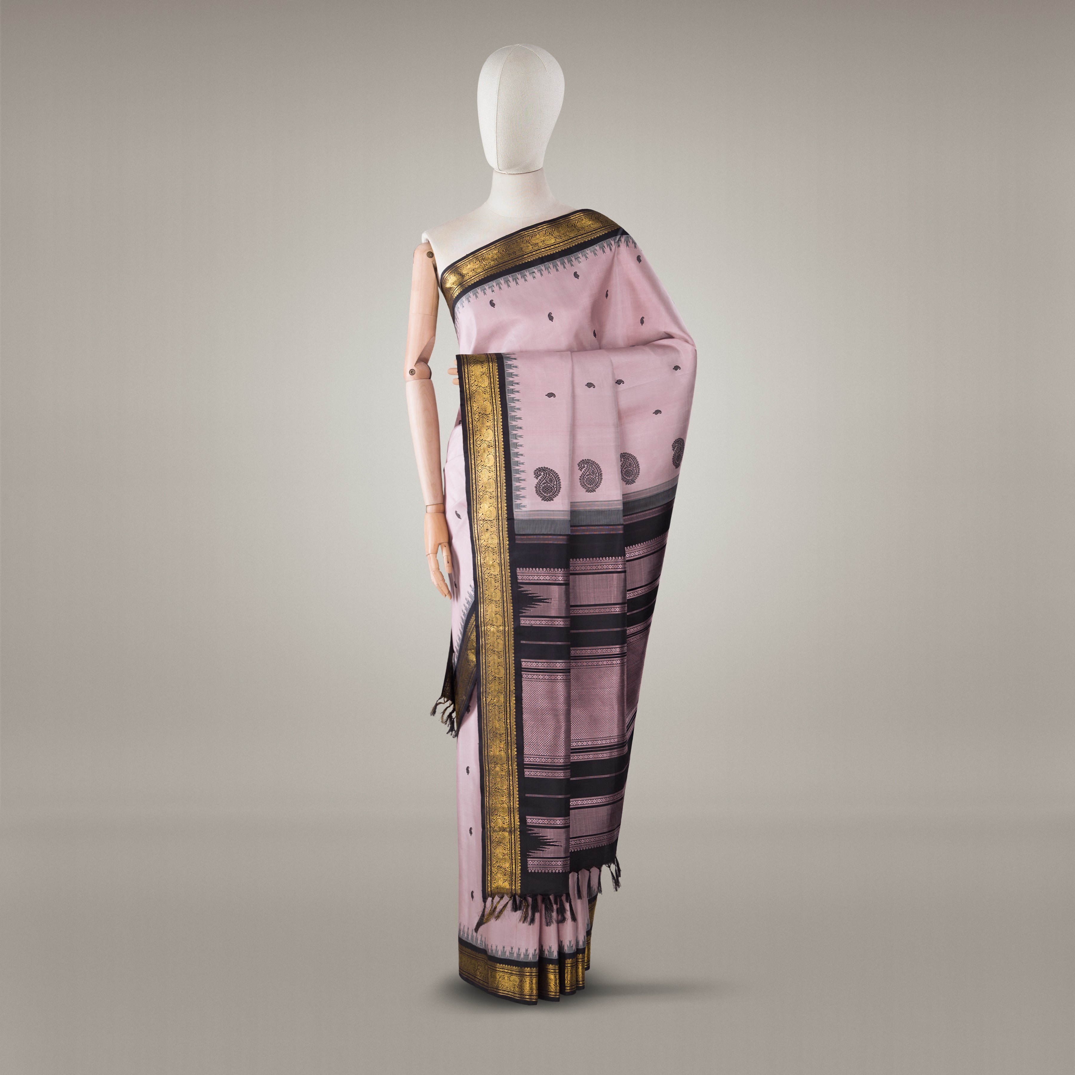 Kanakavalli Kanjivaram Silk Sari 24-595-HS001-11528 - Drape View
