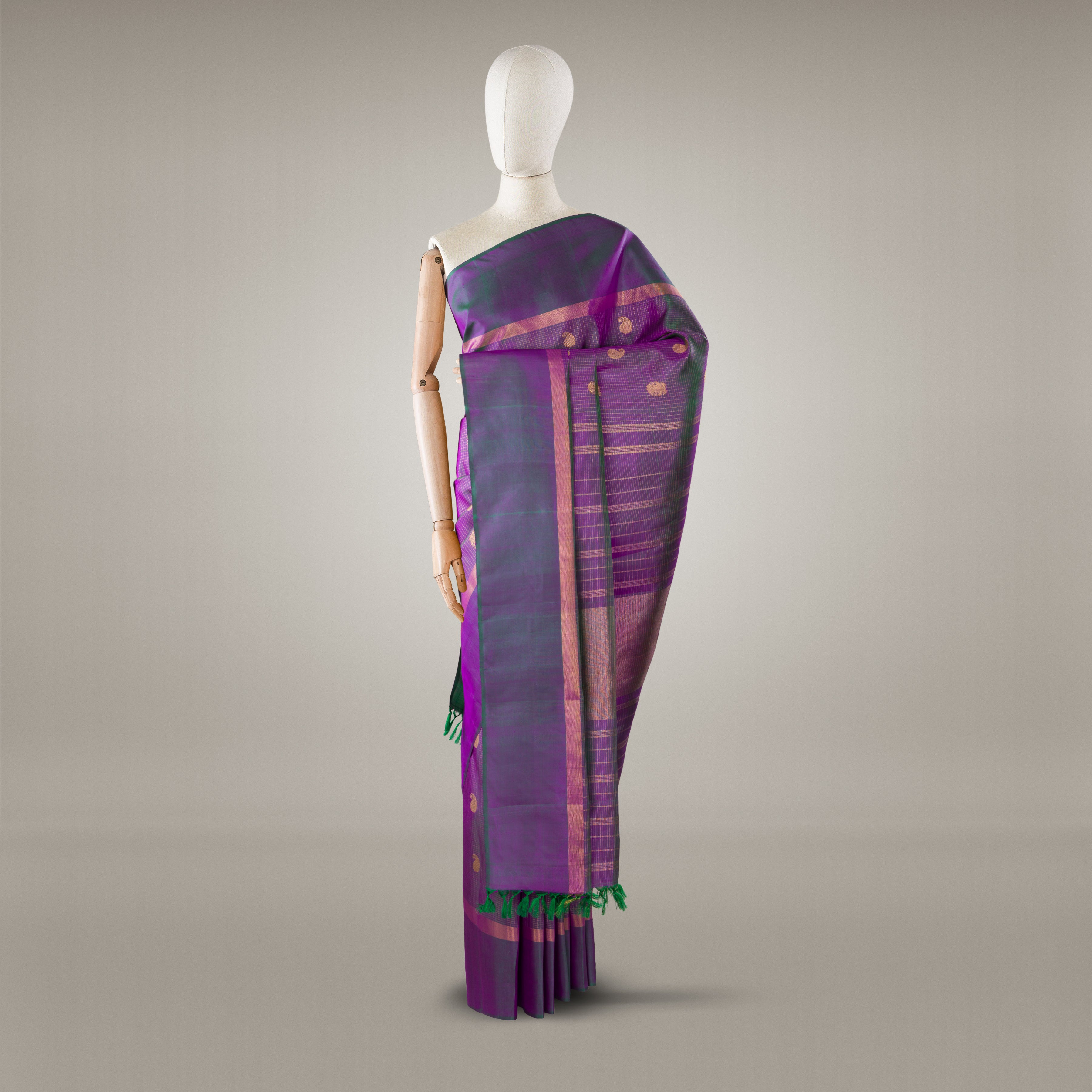 Kanakavalli Kanjivaram Silk Sari 24-599-HS001-10839 - Drape View
