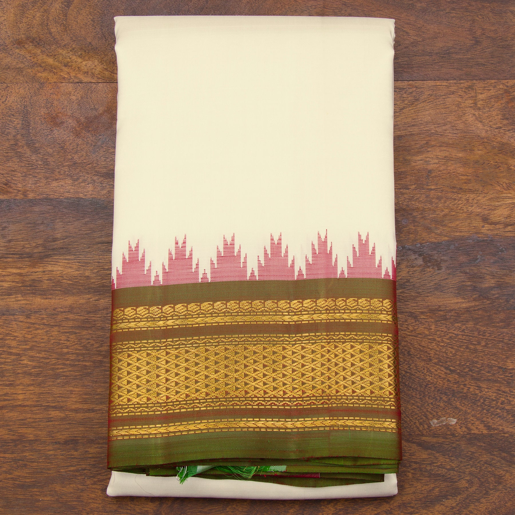 Kanakavalli Kanjivaram Silk Angavastram Set 24-611-HA001-02855 - Folded View