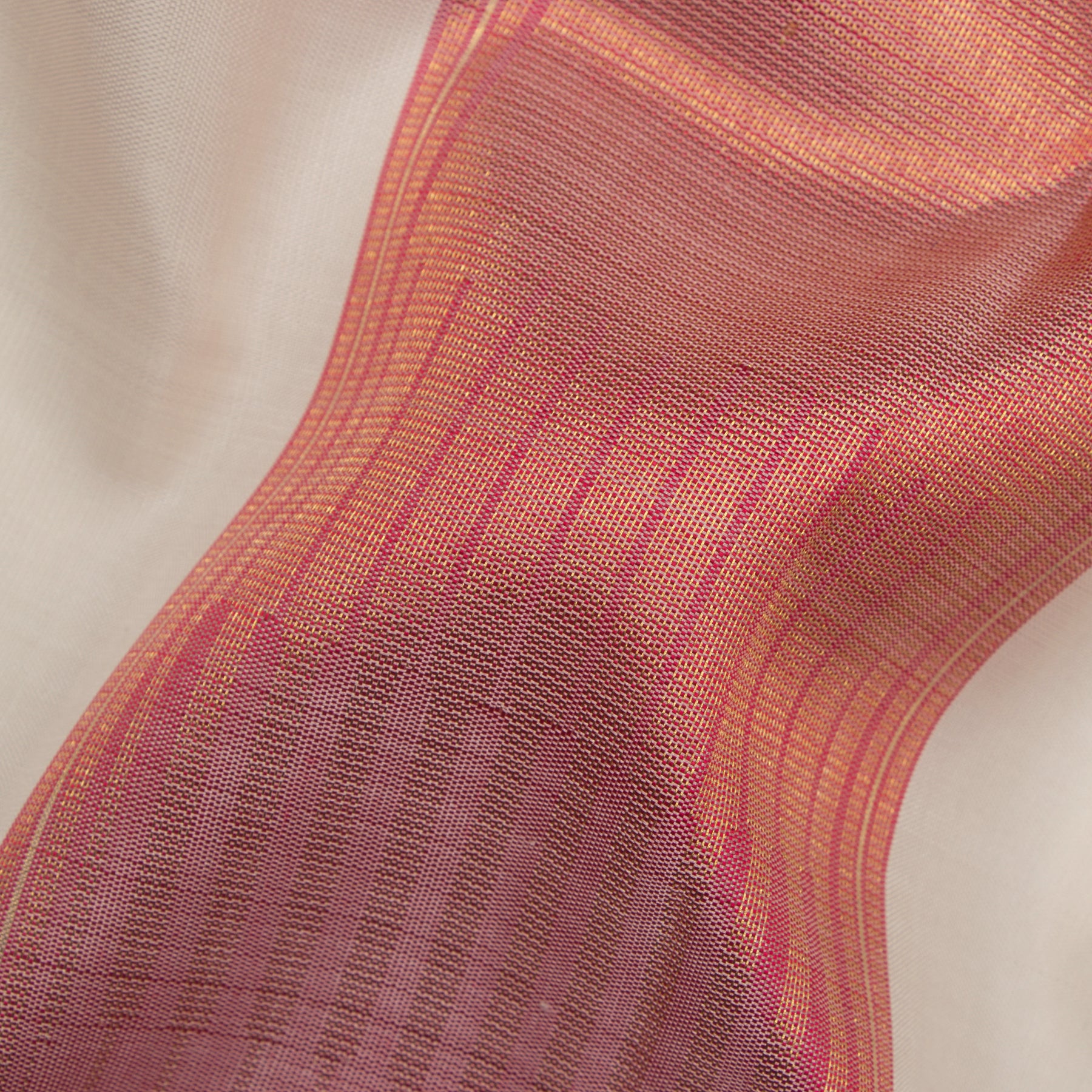 Kanakavalli Kanjivaram Silk Angavastram Set 24-611-HA001-12211 - Detailed Fabric View