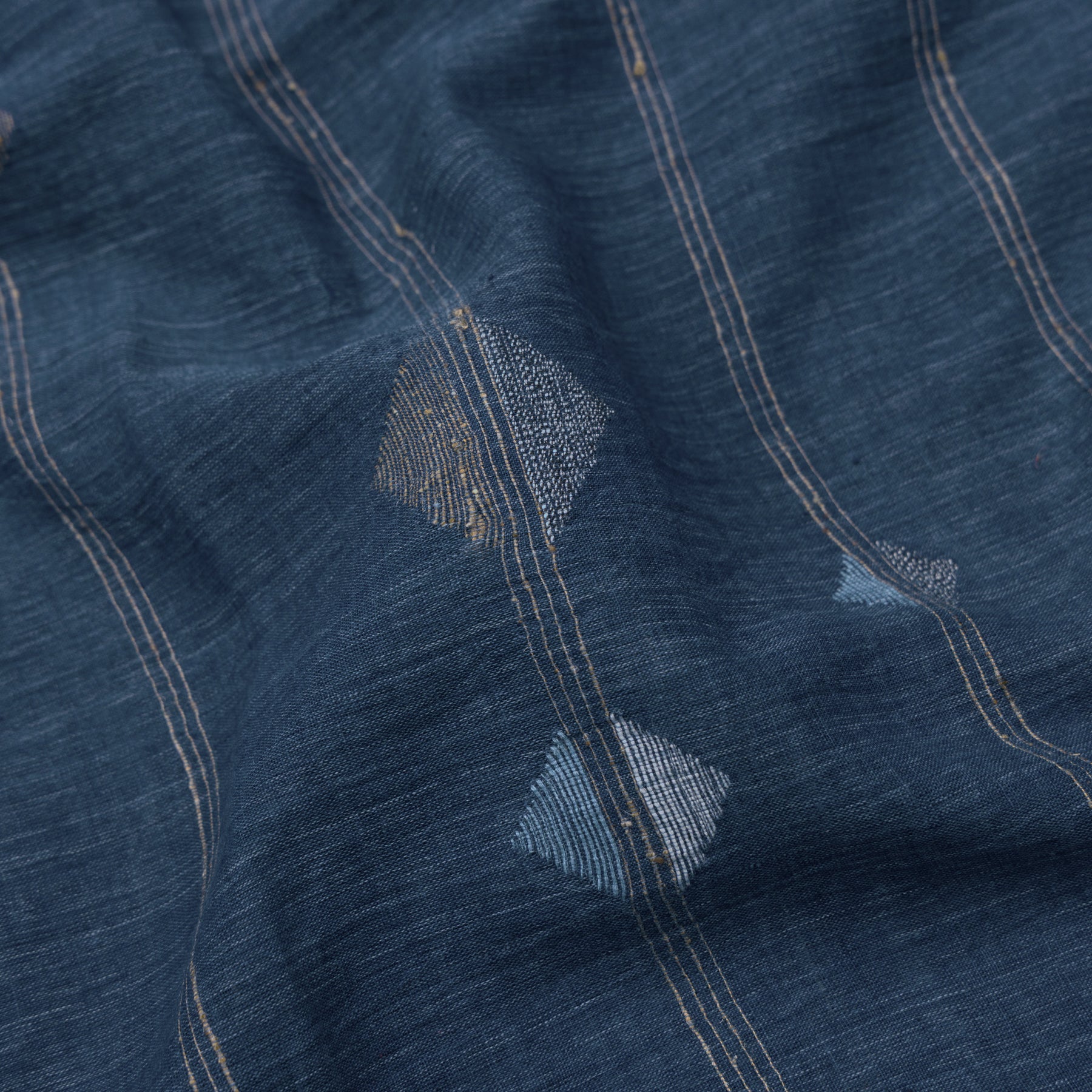 Karomi Jamdani Cotton Sari 25-003-HS003-00067 - Fabric View