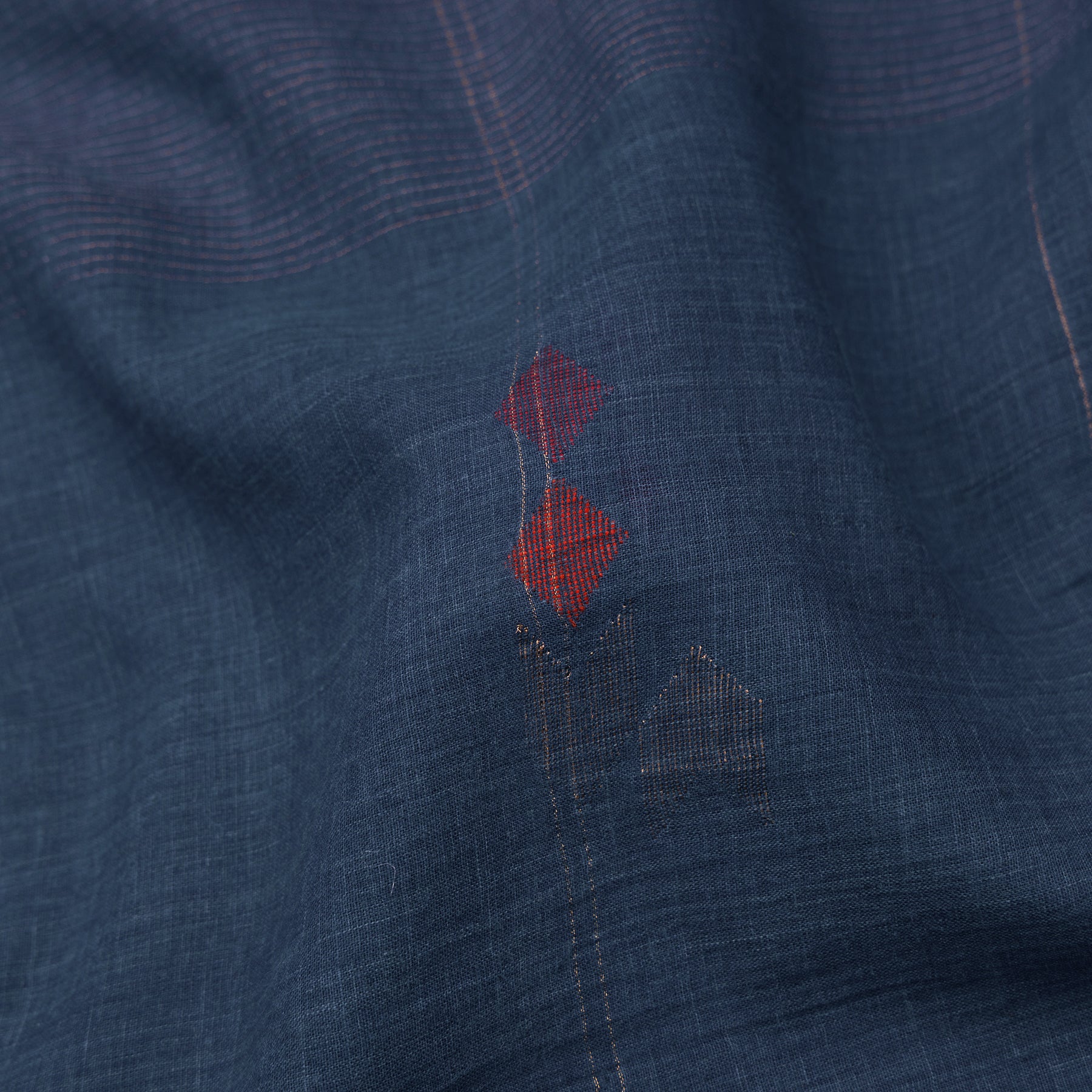 Karomi Jamdani Cotton Sari25-003-HS003-00073 - Fabric View