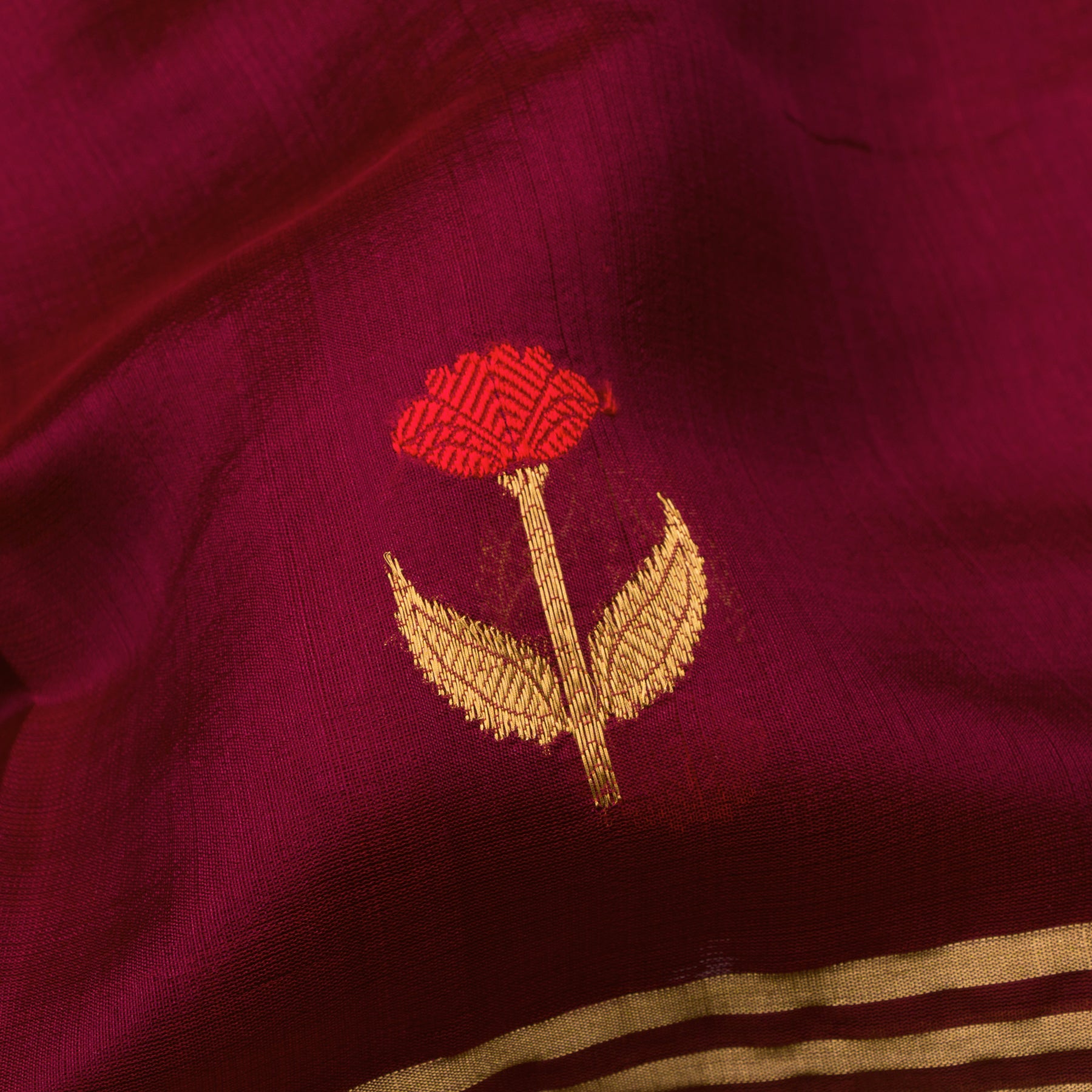Chanderi Silk Sari 25-004-HS002-00038 - Fabric View