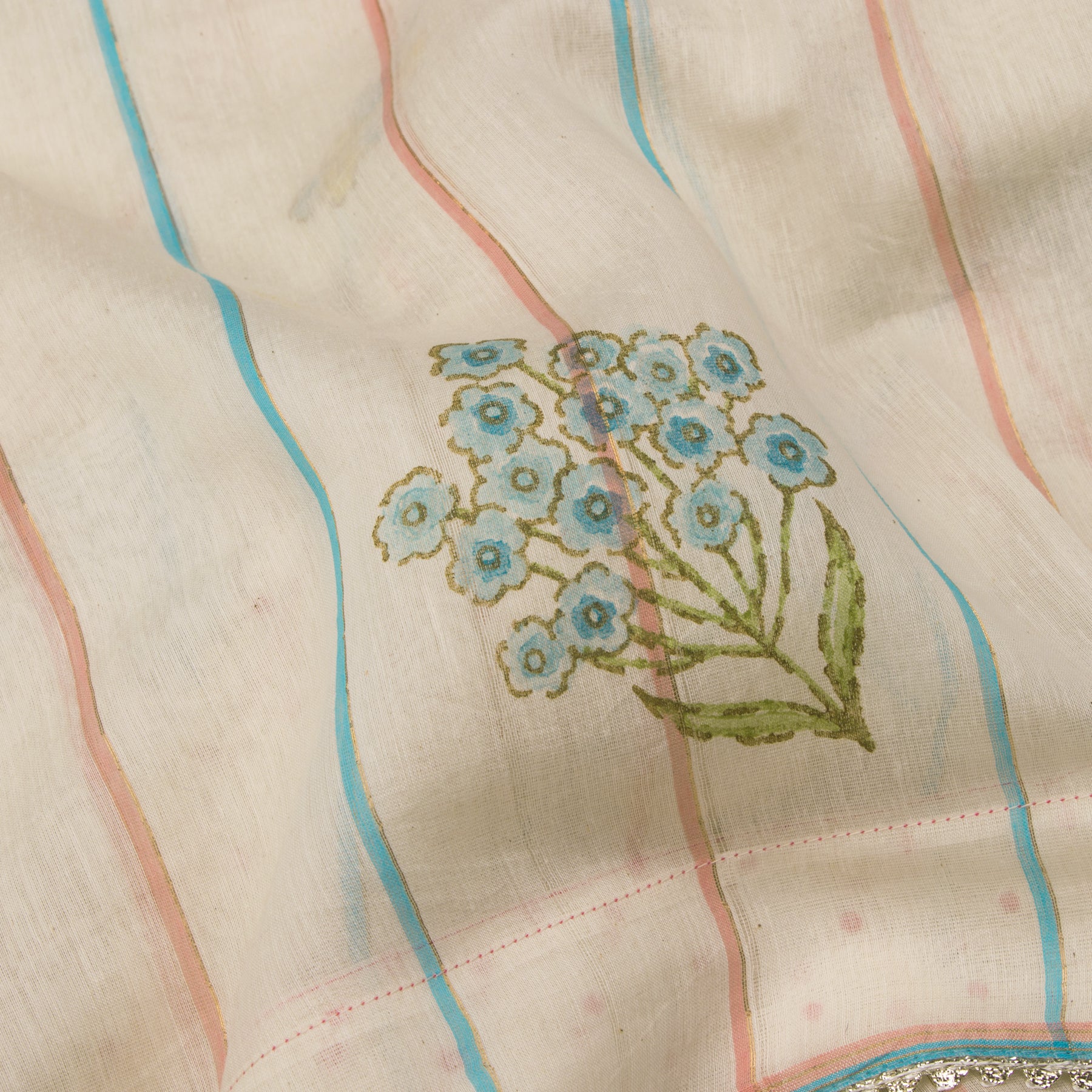 Nadiya Paar Chanderi Silk/Cotton Sari 25-016-HS005-00004 - Fabric View