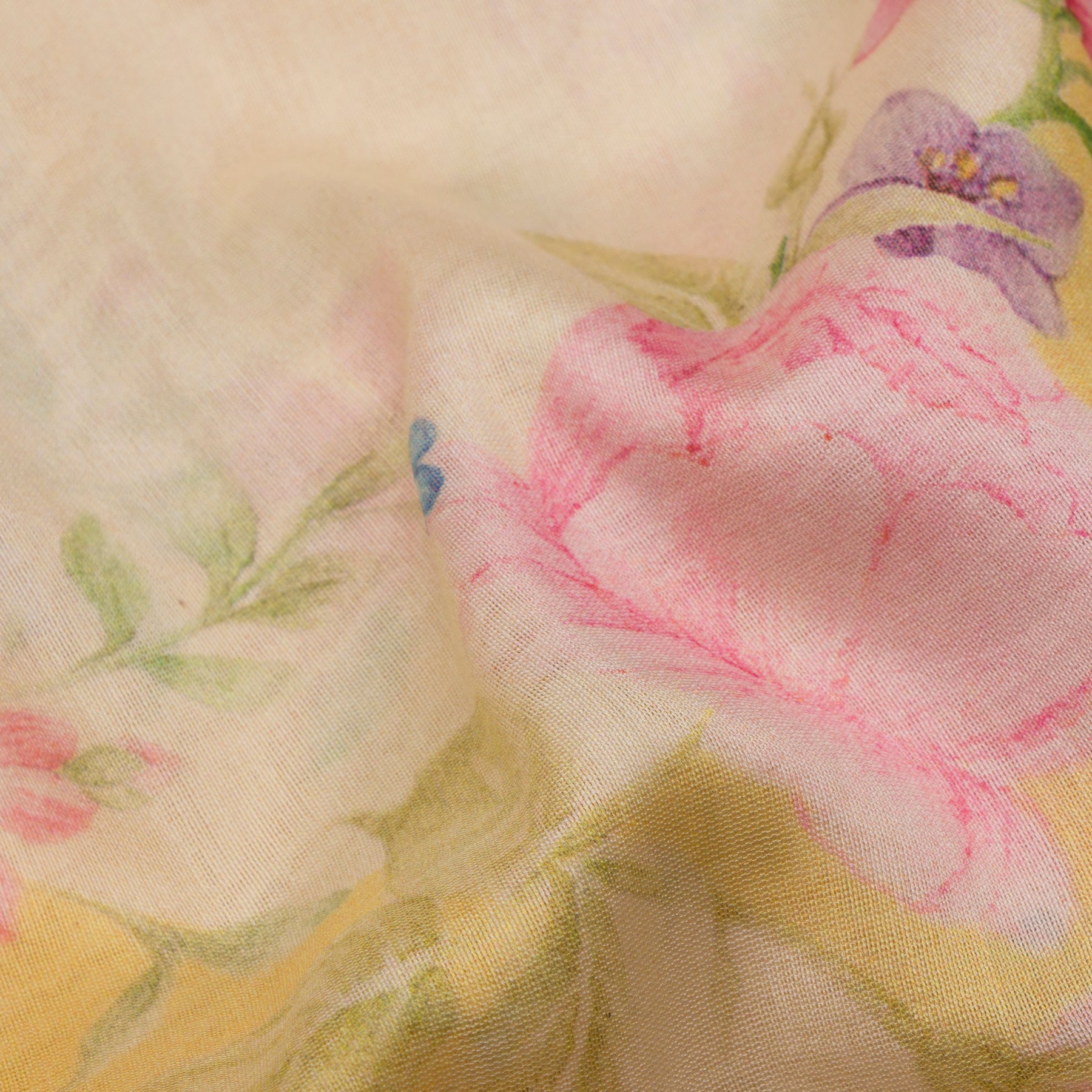 Nadiya Paar Chanderi Silk/Cotton Sari 25-016-HS005-00028 - Fabric View