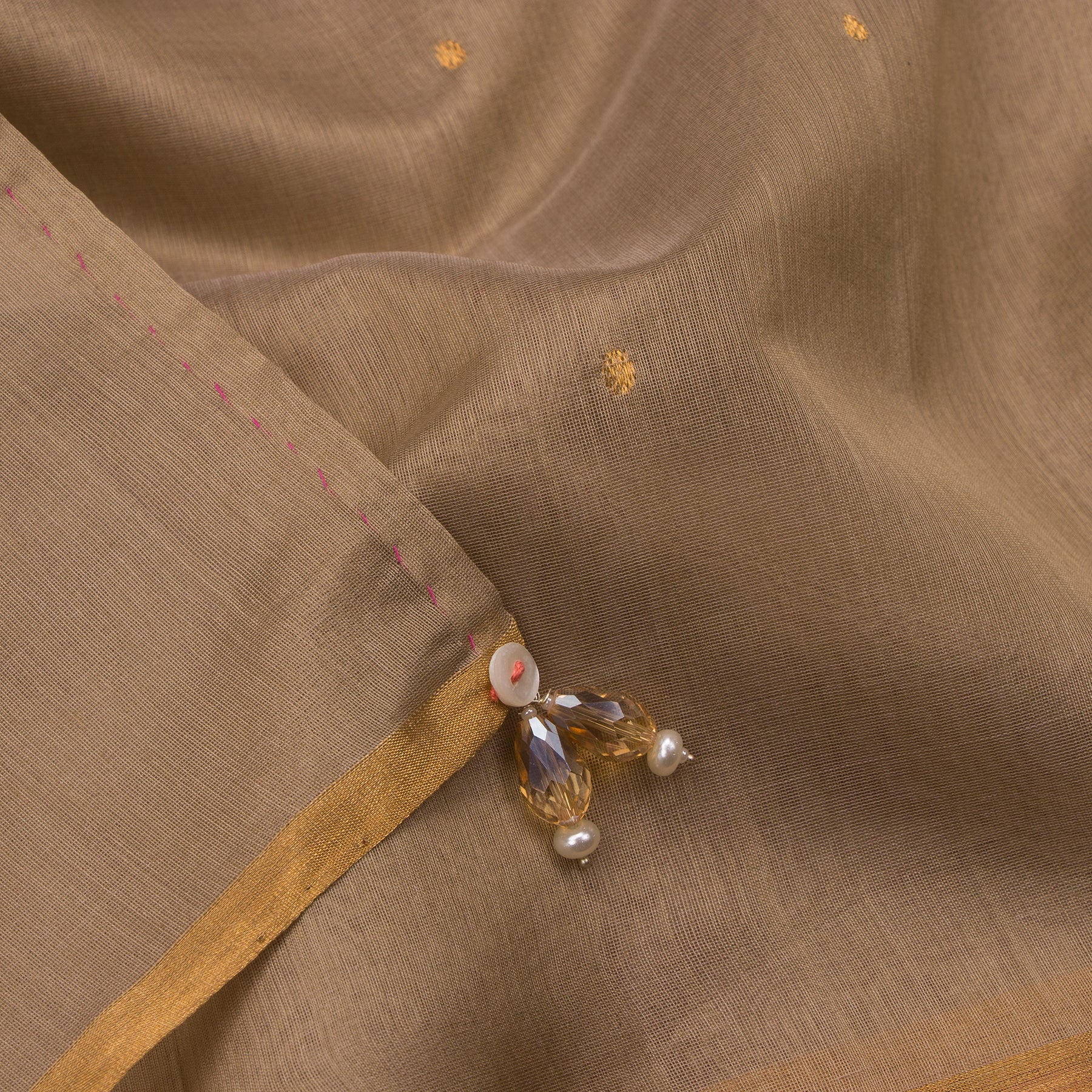 Nadiya Paar Chanderi Silk/Cotton Sari 25-016-HS005-00085 - Tassel View