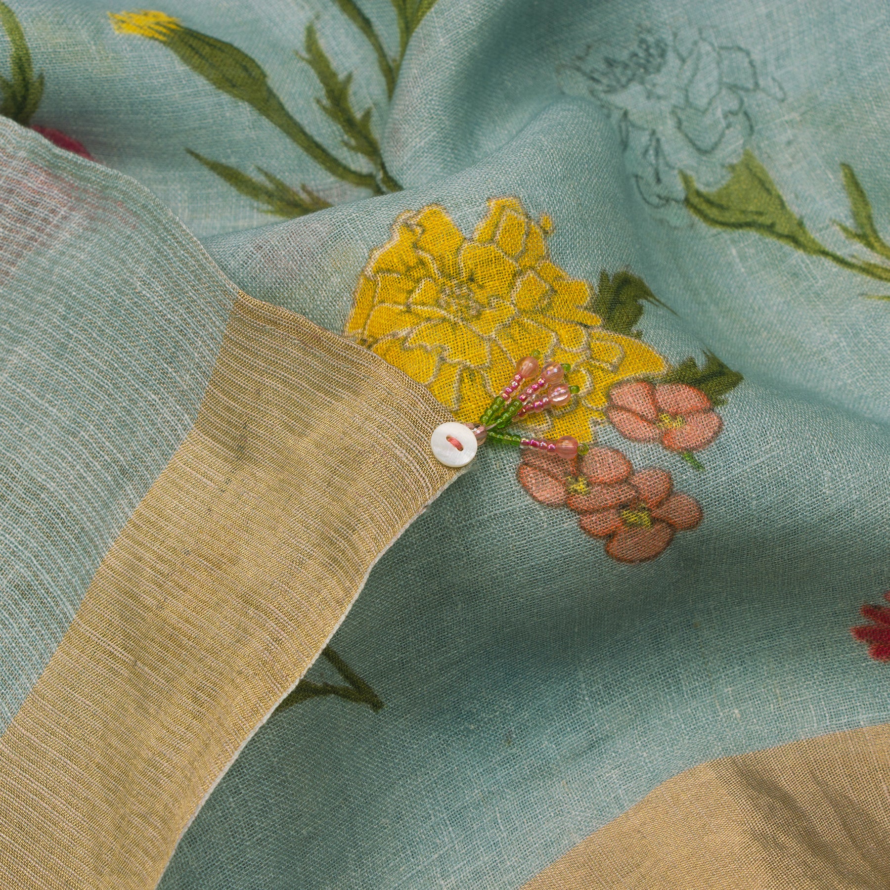 Nadiya Paar Linen Sari 25-016-HS006-00069 - Tassel View