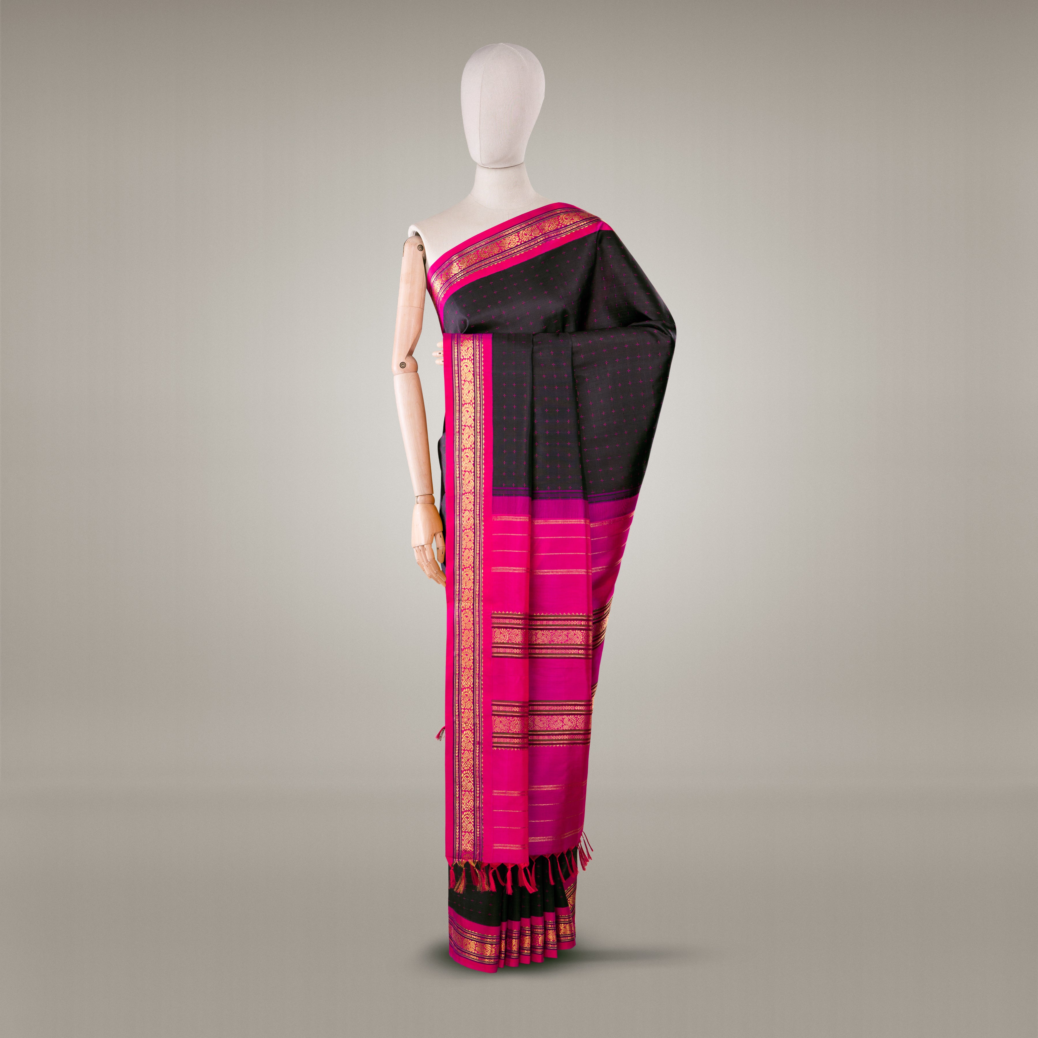 Kanakavalli Kanjivaram Silk Sari 25-595-HS001-04759 - Drape View