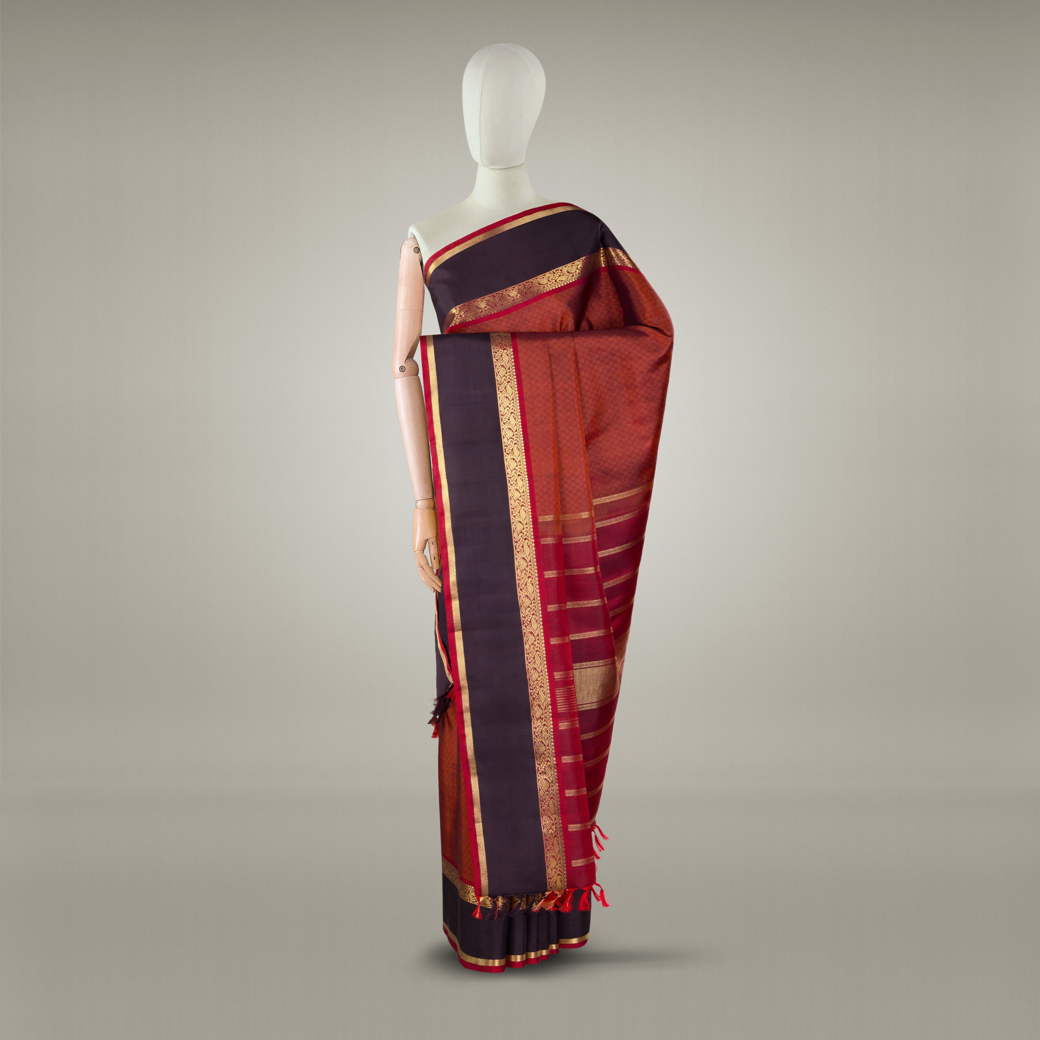 Kanakavalli Kanjivaram Silk Sari 25-615-HS001-06844 - Drape View