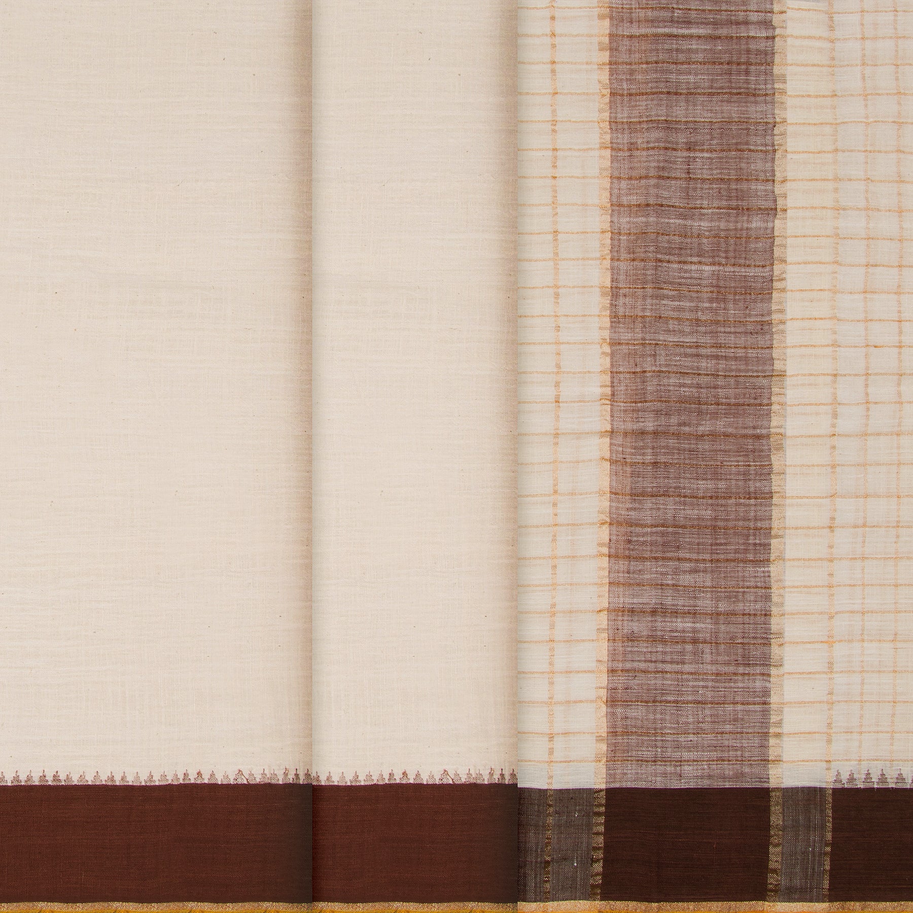 Kanakavalli Khadi Cotton Angavastram CO-ORD 25-618-AF003-10421 - Double Pleated View