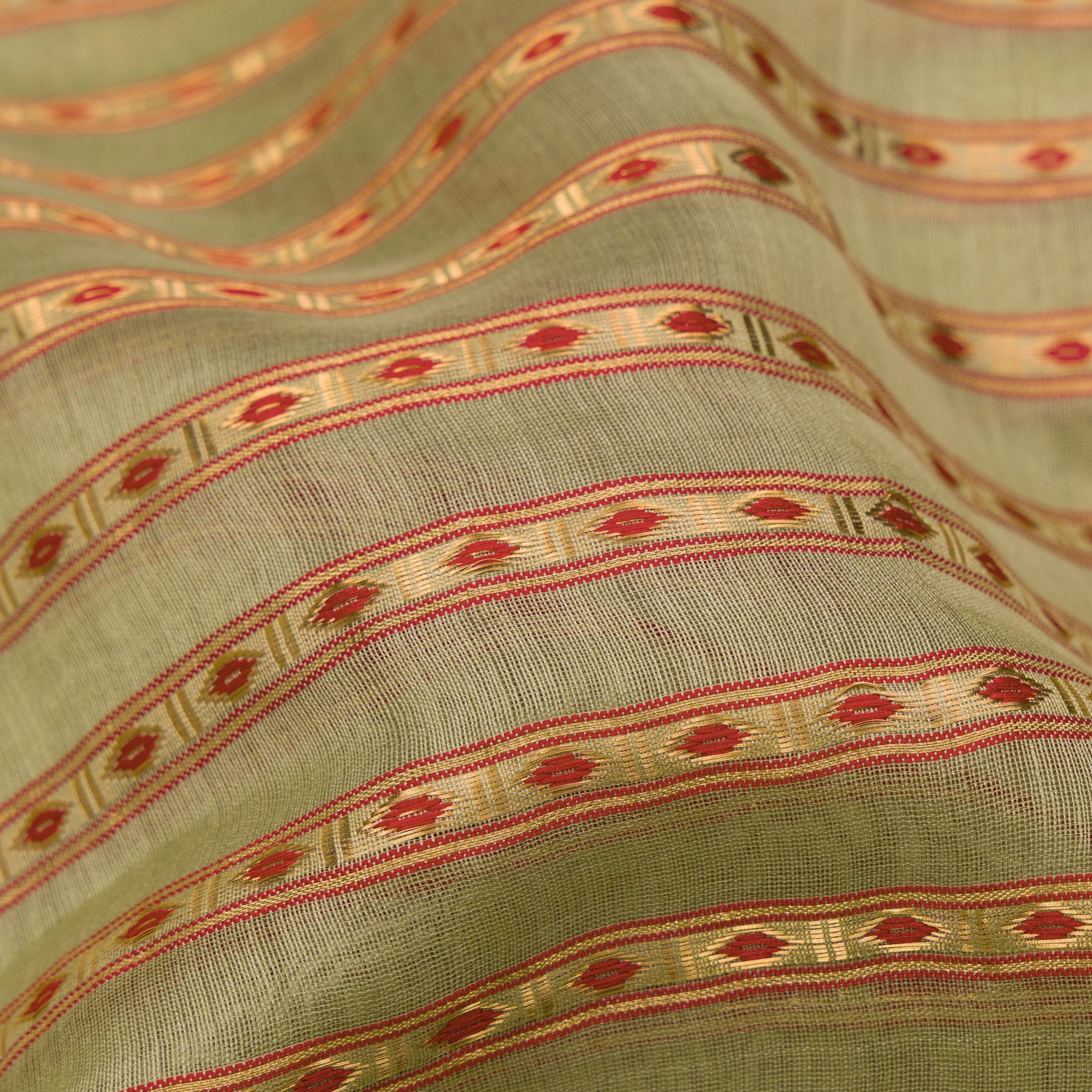 Pradeep Pillai Chanderi Silk/Cotton Sari 26-008-HS005-00234 - Fabric View