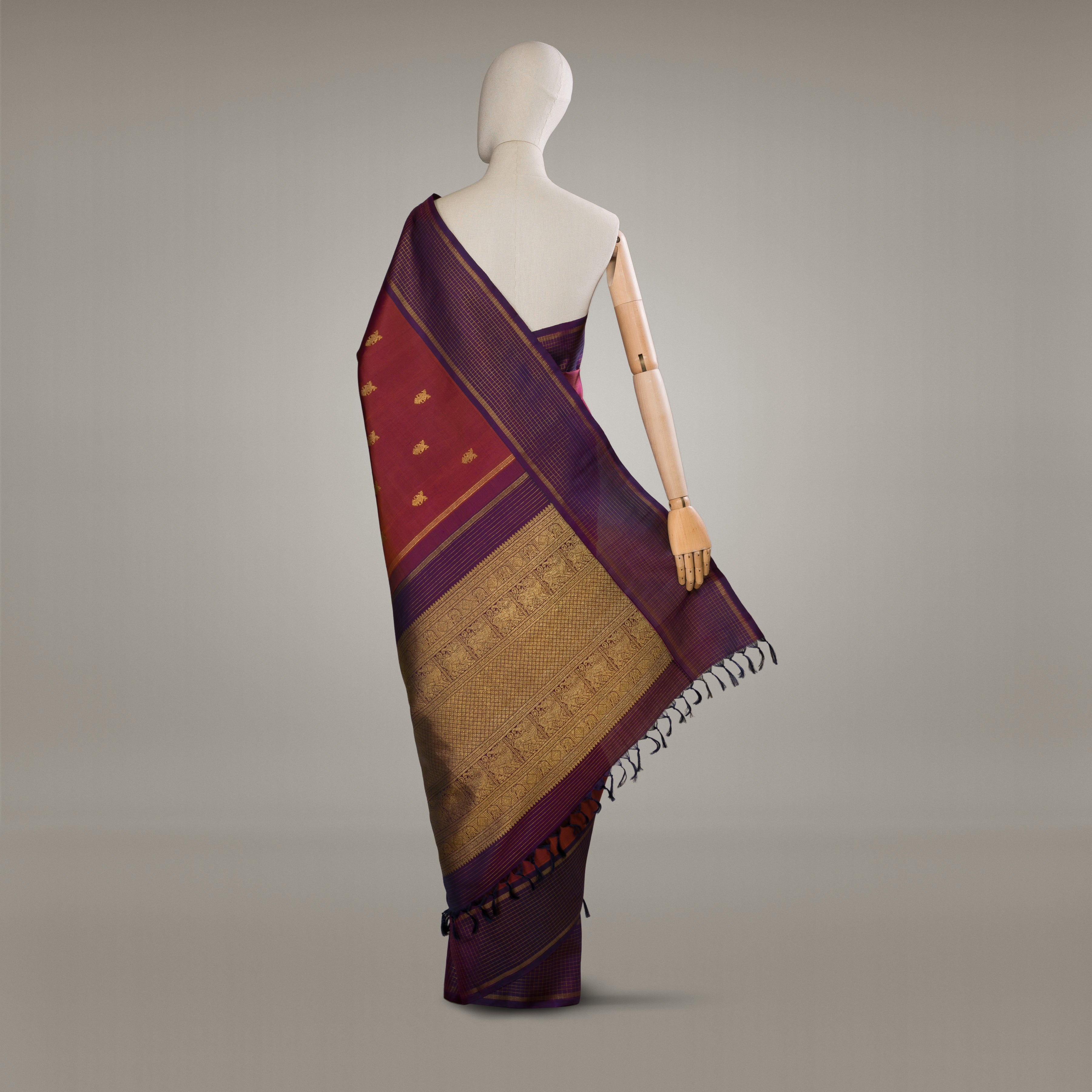 Kanakavalli Kanjivaram Silk Sari 23-595-HS001-09561 - Drape View2