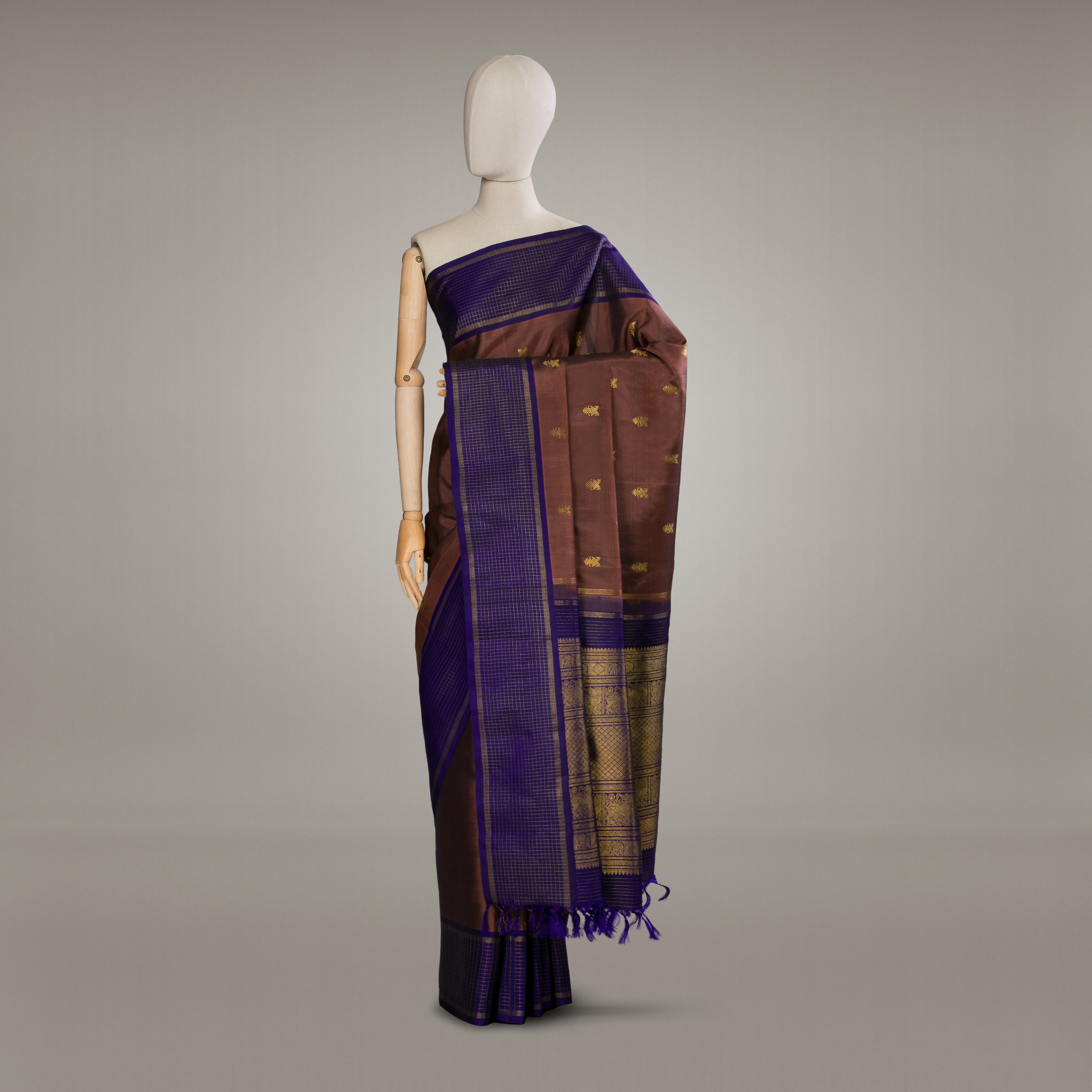 Kanakavalli Kanjivaram Silk Sari 23-595-HS001-09562 - Drape View