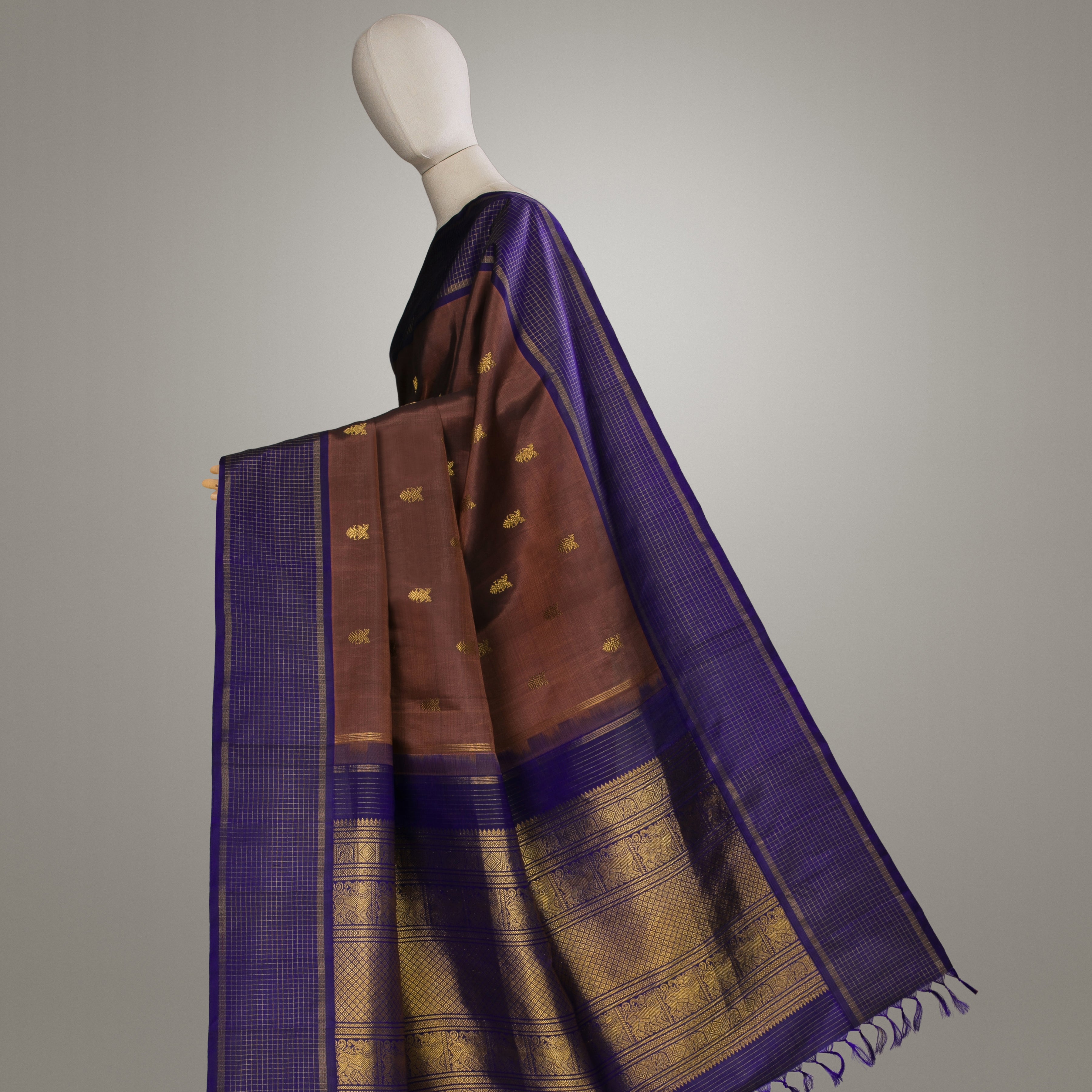 Kanakavalli Kanjivaram Silk Sari 23-595-HS001-09562 - Drape View1