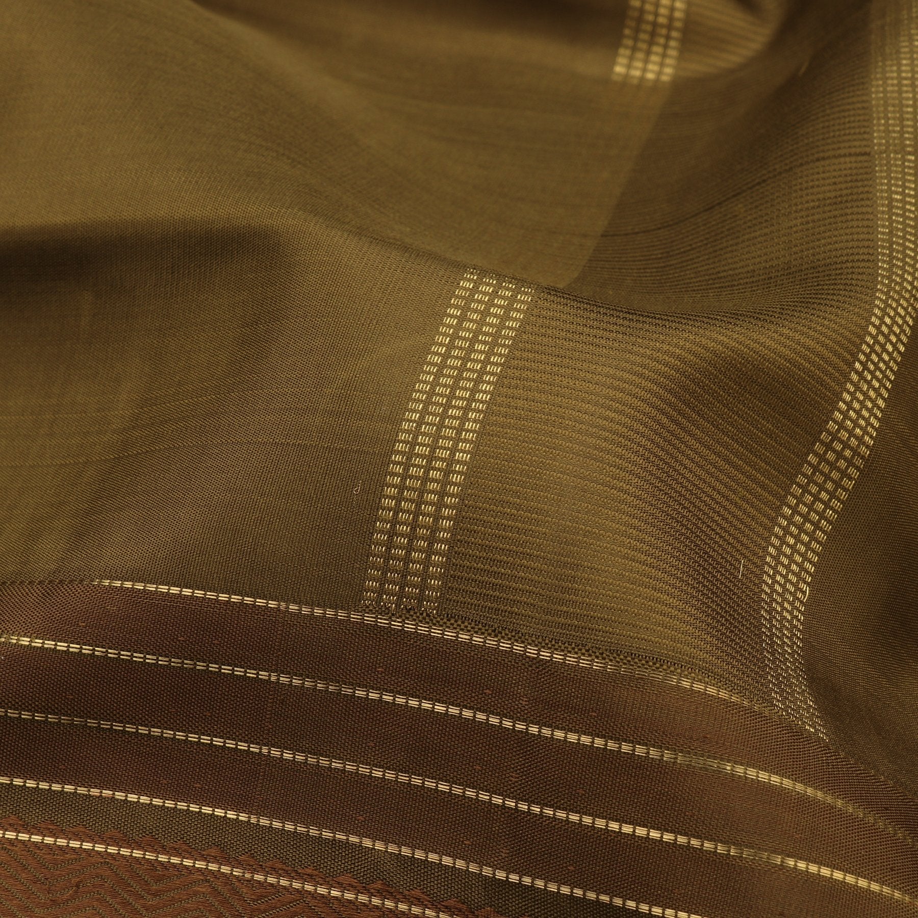 Kanakavalli Kanjivaram Silk Angavastram Set 110-19-97465 - Detail Fabric View