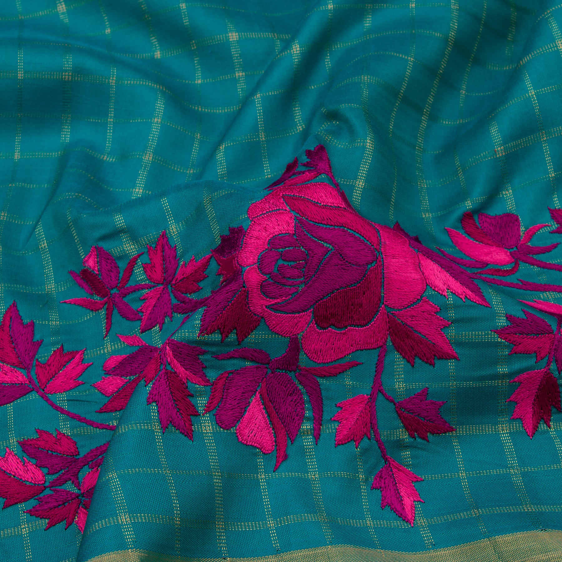 Kanakavalli X Ashdeen Kanjivaram Silk Sari 19-050-HS001-01524 - Fabric View