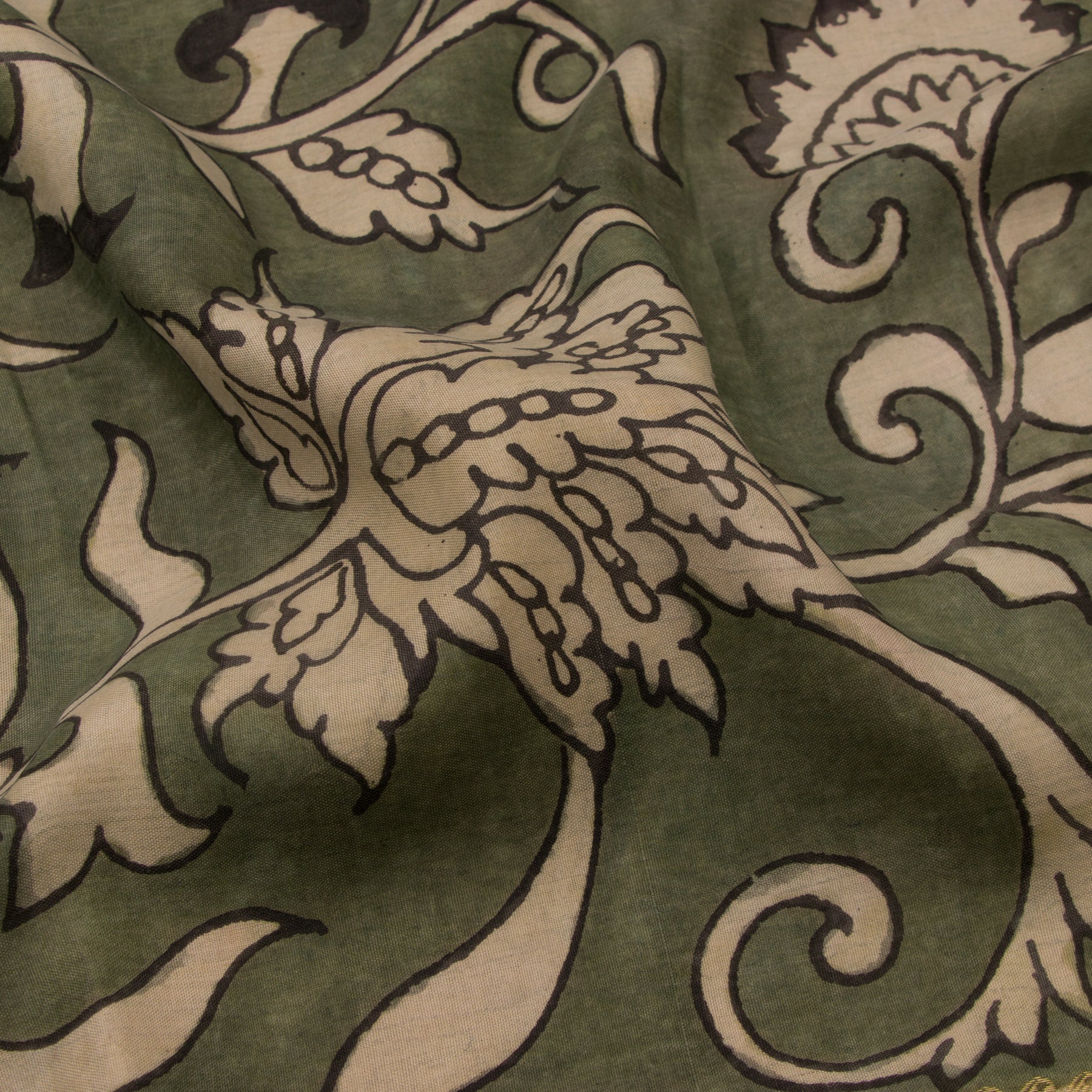 Kanakavalli Kalamkari Silk Blouse Length 19-100-HB001-08580 - Fabric View