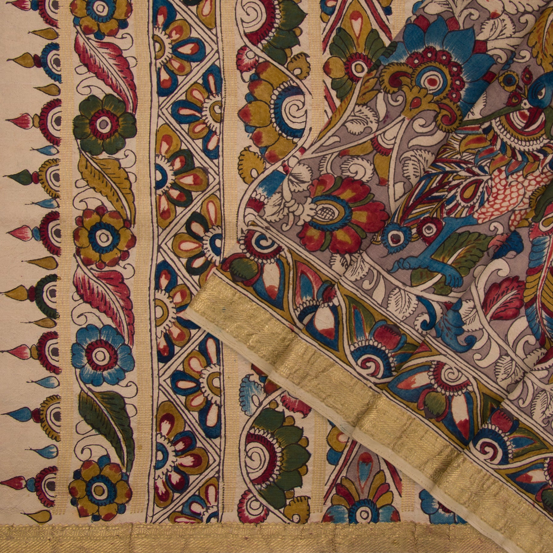 Kanakavalli X Kalamkari Kanjivaram Silk Sari 21-040-HS001-08605 - Cover View