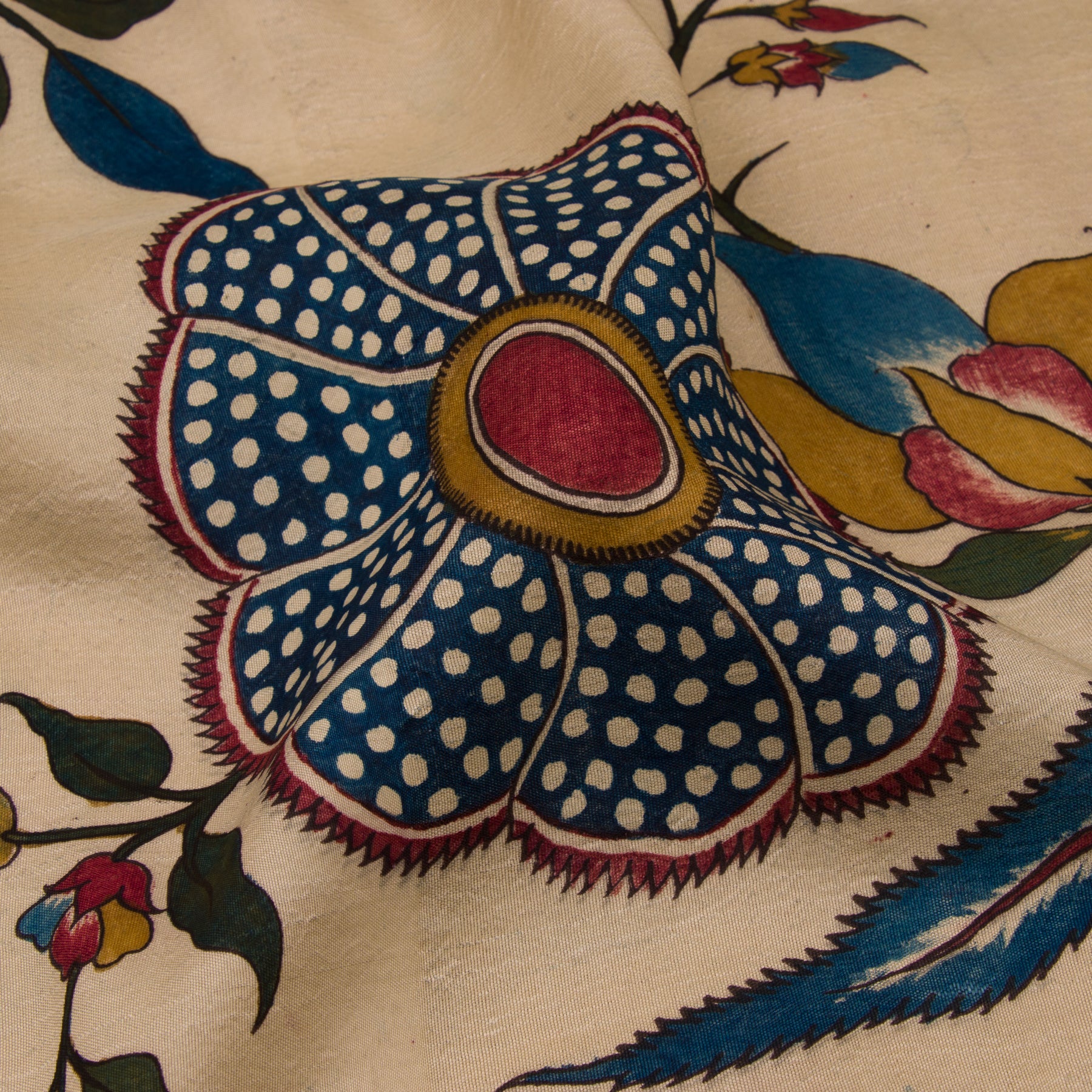 Kanakavalli X Kalamkari Kanjivaram Silk Sari 21-040-HS001-08612 - Fabric View
